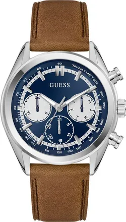 Guess Dawson Chronograph Leather Strap Watch, 44mm in Brown at Nordstrom