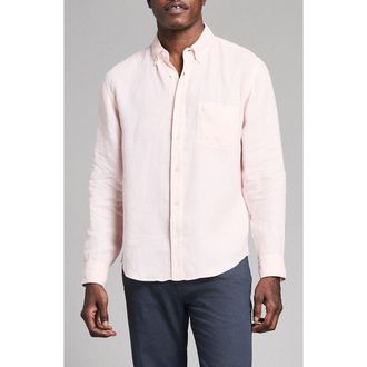 Billy Reid Tuscumbia Linen Button-Down Shirt in Blush at Nordstrom, Size Xx-Large