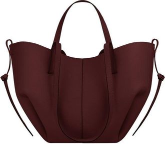 Generic Genuine Leather Womens Tote Bag - Large Capacity Barrel-shaped Commuter Shoulder Bag (Black Cherry Small [with label])