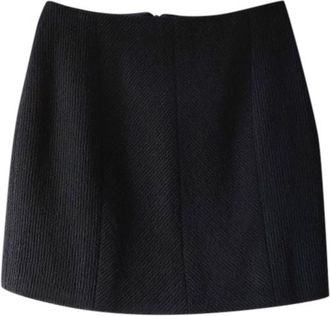 Chanel Black Wool Tweed Mini Skirt