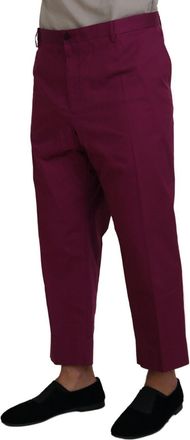 Dolce & Gabbana Mens Logo-Detailed Cotton Trousers Magenta Elastane