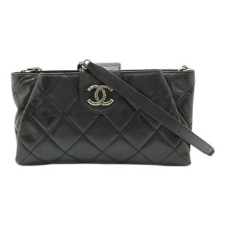 Chanel Pre-owned Coco Pleats Leren Schoudertas - Dames - Pre-owned - Zwart - Maat: ONE Size Leer