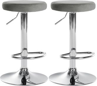 Clp Clp - Set De 2 Taburetes De Bar Ponte En Terciopelo Gris Metal Cromado