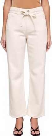 Hidden Jeans Womens Ella Tie Waist Wide Straight Pants In Ecru