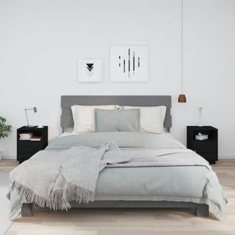 vidaXL Vidaxl - Mesitas De Noche 2 Uds Madera Maciza De Pino Negro 40x34x55 Cm