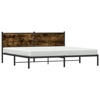 Berkfield Home Metal Bed Frame without Mattress Smoked Oak 200x200 cm in Brown