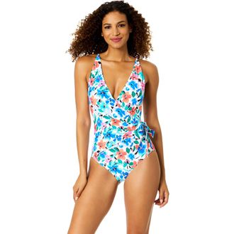 Anne Cole Womens Fiore Wrap Tie One Piece Swimsuit at Nordstrom, Size 16
