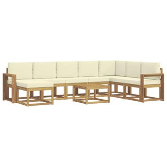 vidaXL Conjunto De Sof&aacute;s De Exterior Con Coj&iacute;n 9 Pcs Blanco Y Crema Vidaxl