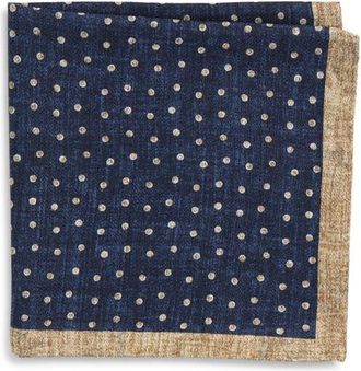 Jack Victor Thelon Dotted Silk Pocket Square in Navy at Nordstrom