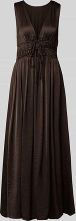 Mbym mbyM Maxikleid mit tiefem V-Ausschnitt Modell Marja in Dunkelbraun, Gr&ouml;&szlig;e XL