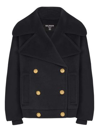 Balmain double-breasted peacoat - Nero
