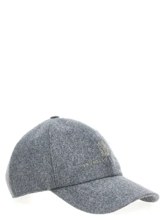 Brunello Cucinelli Logo-Embroidered Wool Baseball Cap - Grey