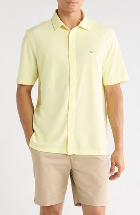 Greg Norman Stretch Piqu&eacute; Button Front Shirt in Wax Yellow at Nordstrom Rack, Size Xx-Large