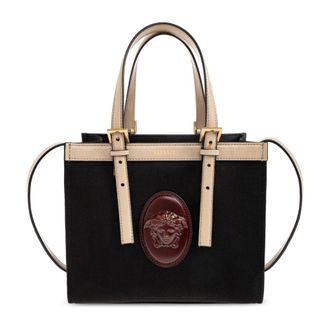 Versace Rivi&egrave;re Mini Canvas Tote - Dames - Handtassen - Zwart - ONE Size - Leer - Tassen