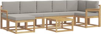 vidaXL Conjunto De Sof&aacute;s De Exterior 8 Uds. Blanco Y Gris Claro Vidaxl