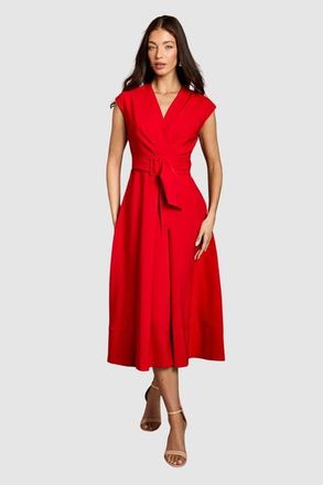 Coast Belted Crepe Dress in Flame Red at Nordstrom, Size 4