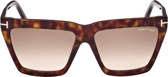 Tom Ford Eden 56mm Gradient Geometric Sunglasses in Dark Havana /Gradient Brown at Nordstrom Rack