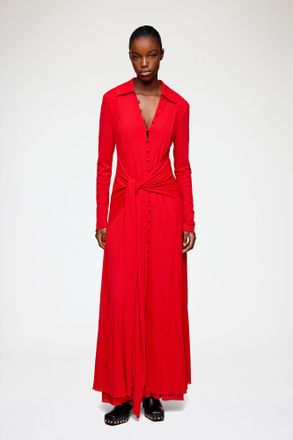 Ganni Long Dress in Marl Mesh - Size 32 Goji Berry