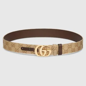 Gucci Cut GG Marmont Reversible Belt, Beige, GG Canvas