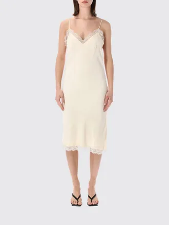 R&oacute;he Silk Blend Slip Dress with Lace Inserts