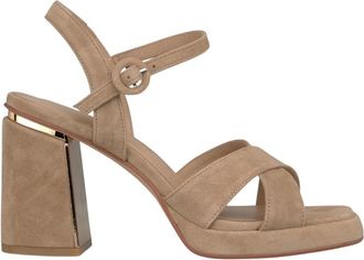 Alma En Pena Sandaal met kruisbandjes - Dames - Sandalen met hakken - Beige - 39 EU - Leer - Schoenen