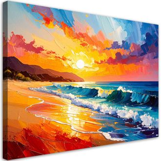 Artgeist Artgeist - Quadro su tela, Spiaggia Mare Paesaggio come dipinto - 90x60