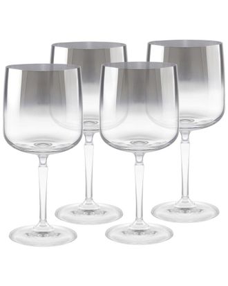 Barski Set of 4 Smoked Metallic Ombre Wine Glasses