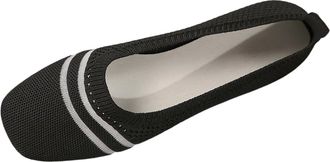 Generic Flat Shoes for Women Knit Ballet Flats Stylish Breathable Lightweight Comfortable Casual Slip On Dressy Shoes Work Office Leisure Black