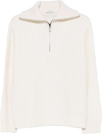 Paolo Pecora Zip Cardigan - Heren - V-hals truien - Beige - L - Wol - Truien & Vesten