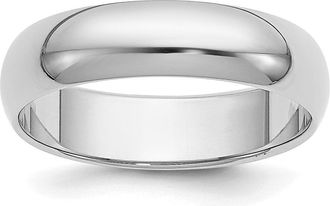 Diamond2Deal Platinum 5mm Half Round Wedding Band Ring