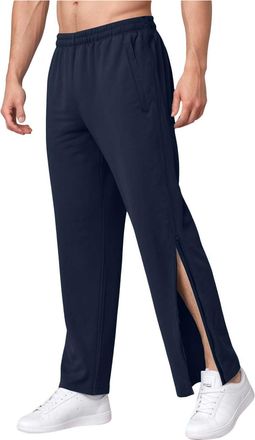 Generic Mens Jogging Bottoms Cotton Sports Trousers with Full-Length Zip Rehabilitation Trou sers Leisure Tear-Off Pants Pockets Rehabilitation Trousers Train