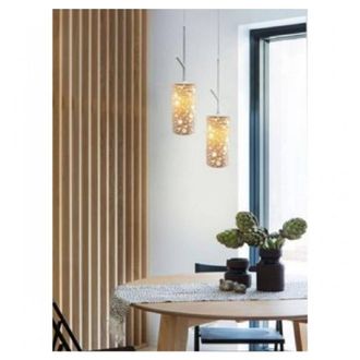 Trade Shop Trade Shop Traesio - Trade Shop - Lampadario A Sospensione E27 Paralume Cilindro In Ceramica Traforata Bianco Lp21