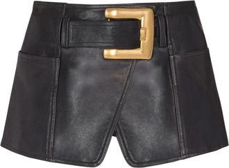 Balmain Leren Mini-rok met Riem - Dames - Leren & Su&egrave;de rokken - Zwart - M - Leer - Rokken