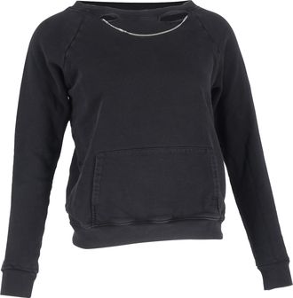Saint Laurent Saint Laurent sweatshirt met scheuren en kettingdetails in zwart katoen