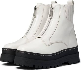 Marc Fisher Womens Prisco Leather Platform Combat Boots In White