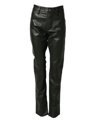 Dsquared2 Black Full Grain Leather Mid Waist Trouser Mens Pants