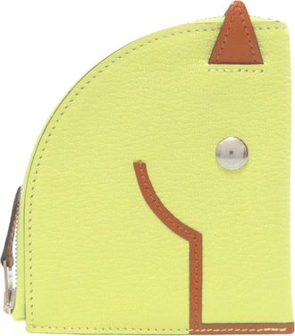 Herm&egrave;s Lime Green Chevre Leather Coin Purse/Coin Case (Pre-Owned)