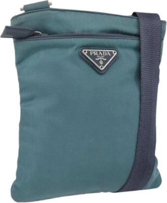 Prada Pre-owned Cross Body Bags, female, Blue, Size: ONE SIZE Pre-owned Leather Crossbody Bag