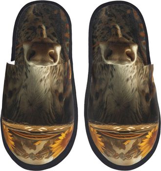 Generic Plush Slippers Sunflower Cowboy Hat Cow Reusable Slipper Warm Indoor Shoes For Bedroom Guest Room Spa M