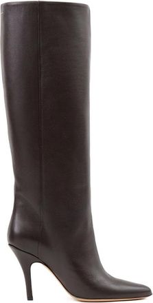 Maison Margiela Donkerbruine Stiletto Kniehoge Laarzen - Dames - Laarzen met Hak - Bruin - 38 EU - Schoenen