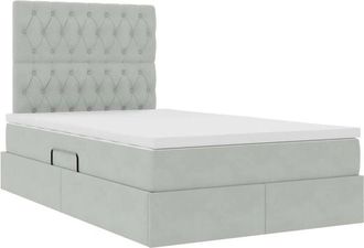 vidaXL Bed with LED Strip Lights Light Grey 120 x 200 cm Velvet vidaXL