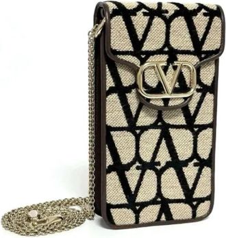Valentino Pre-owned Canvas shoulder-bags - Dames - Vintage Schoudertas - Beige - ONE Size - Leer - Vintage