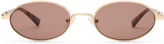 Le Specs 55mm Icicle Oval Sunglasses in Bright Gold /Smokey Brown at Nordstrom