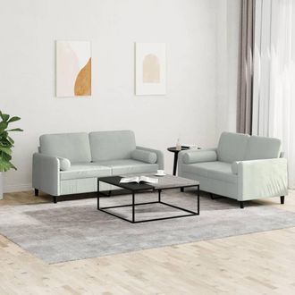 vidaXL Vidaxl - Juego De Sof&aacute;s Con Cojines 2 Piezas Terciopelo Gris Claro