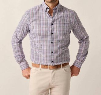 Johnnie-O Adelson Natural Performance Button Down Shirt In Coffee