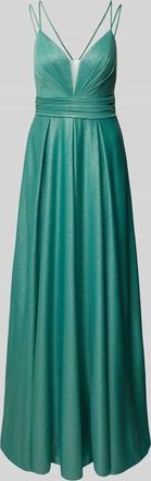 Jake*s Abendkleid mit tiefem V-Ausschnitt in Gruen Melange, Gr&ouml;&szlig;e 32