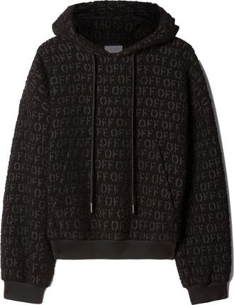 Off-white logo boucl&eacute; hoodie - men - Acrylic/Polyamide/Polyester/Virgin Wool - 3XL - Black