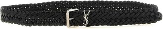 Saint Laurent Black Cassandre Buckle Belt