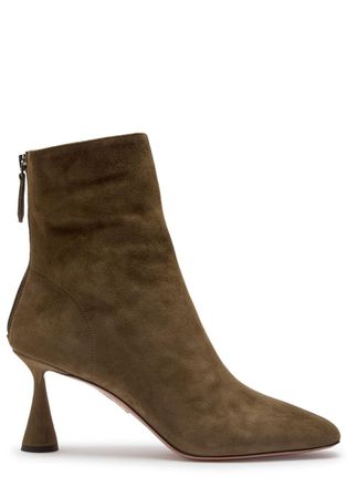 Aquazzura Aquazzura Amore 75 Suede Ankle Boots - Khaki - 38 (IT38 / UK5)
