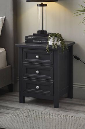 Julian Bowen Maine 3 Drawer Bedside Table in Black